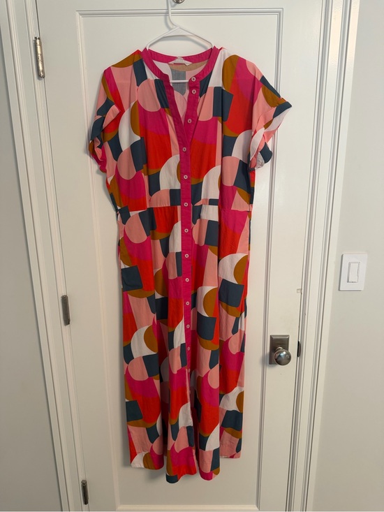 Boden Dresses & Skirts - BODEN COTTON Button-Front Midi Dress in Pink Multi Print